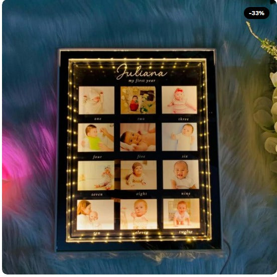 Personalized LED Birthday Photo Frame – Custom Name, Photos & Birthday Message