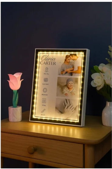 Personalized LED Birthday Photo Frame – Custom Name, Photos & Birthday Message