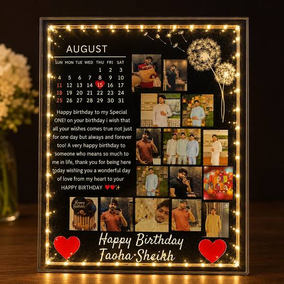 Personalized LED Birthday Photo Frame – Custom Name, Photos & Birthday Message